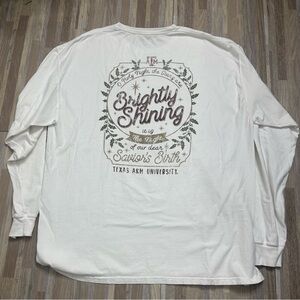 Texas A&M White Long Sleeve Tee with Christmas Print, Size 2XL